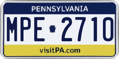 PA license plate MPE2710