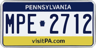 PA license plate MPE2712