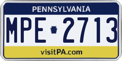 PA license plate MPE2713