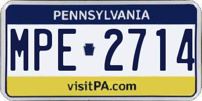 PA license plate MPE2714