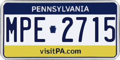 PA license plate MPE2715