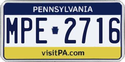 PA license plate MPE2716