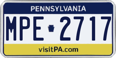 PA license plate MPE2717