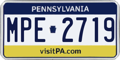 PA license plate MPE2719