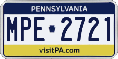 PA license plate MPE2721