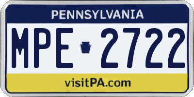 PA license plate MPE2722