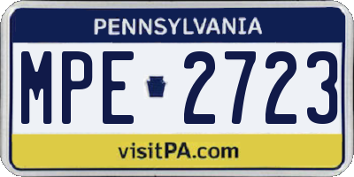 PA license plate MPE2723