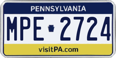 PA license plate MPE2724