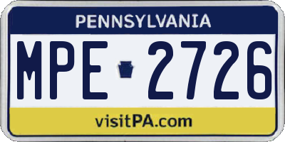 PA license plate MPE2726