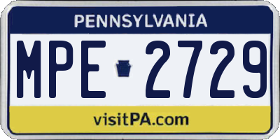 PA license plate MPE2729