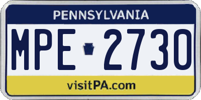PA license plate MPE2730