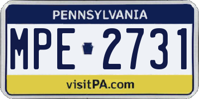 PA license plate MPE2731
