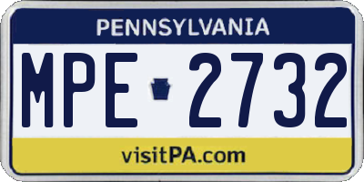 PA license plate MPE2732