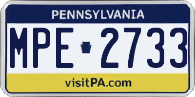 PA license plate MPE2733