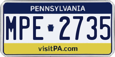 PA license plate MPE2735