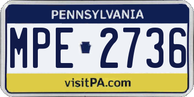 PA license plate MPE2736
