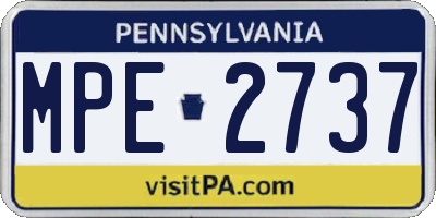 PA license plate MPE2737