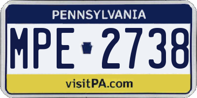 PA license plate MPE2738