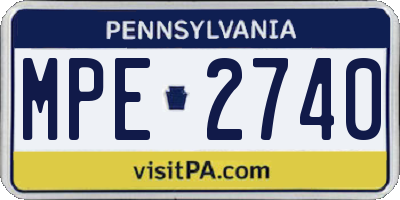 PA license plate MPE2740