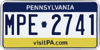 PA license plate MPE2741