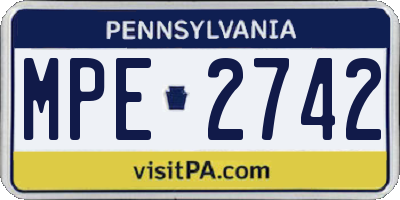 PA license plate MPE2742