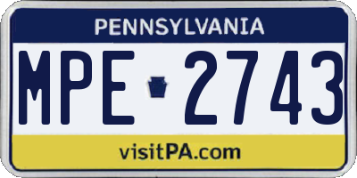 PA license plate MPE2743