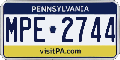 PA license plate MPE2744