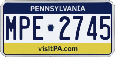PA license plate MPE2745