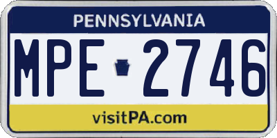 PA license plate MPE2746