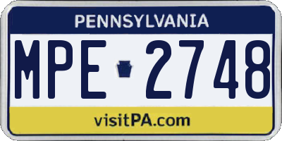 PA license plate MPE2748