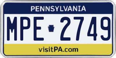 PA license plate MPE2749