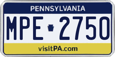 PA license plate MPE2750
