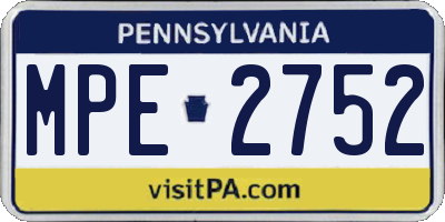 PA license plate MPE2752