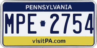 PA license plate MPE2754