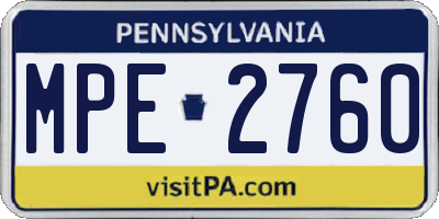 PA license plate MPE2760