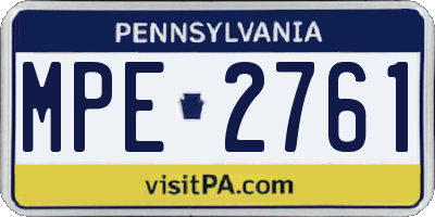 PA license plate MPE2761