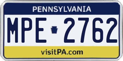 PA license plate MPE2762