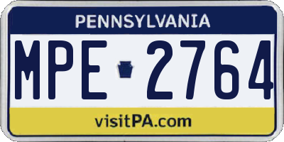 PA license plate MPE2764