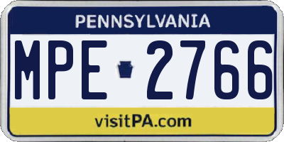 PA license plate MPE2766