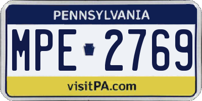 PA license plate MPE2769