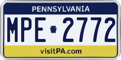 PA license plate MPE2772