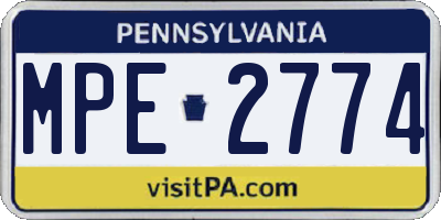 PA license plate MPE2774