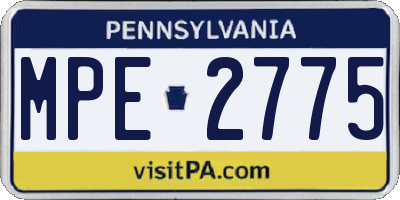 PA license plate MPE2775