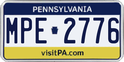 PA license plate MPE2776
