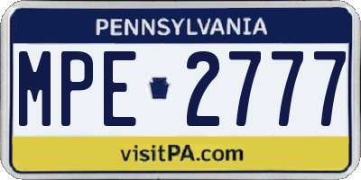 PA license plate MPE2777