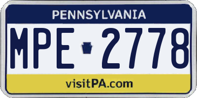 PA license plate MPE2778