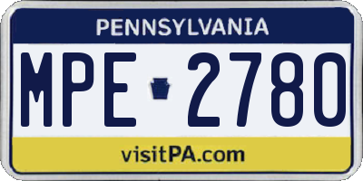 PA license plate MPE2780