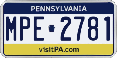 PA license plate MPE2781