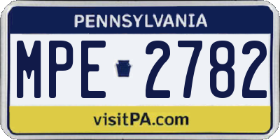 PA license plate MPE2782