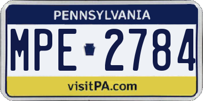 PA license plate MPE2784